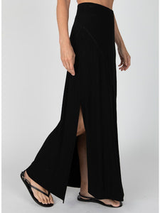 ATM VISCOSE BLEND JERSEY SEAMED MAXI SKIRT - Black