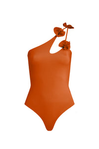 Maygel Coronel Aldaba One Shoulder One Piece Swimsuit - Tangerine