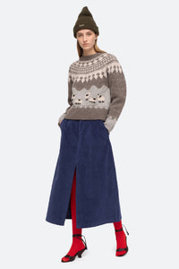 Sea NY Anja Sheep Knit Raglan Sleeve Sweater - Grey