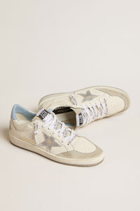 Golden Goose Ball Star Sneaker w. Nappa Quarter and Spur and Leather Heel - White/Blue Fog/Silver