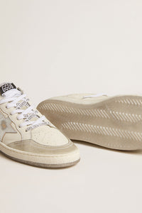 Golden Goose Ball Star Sneaker w. Nappa Quarter and Spur and Leather Heel - White/Blue Fog/Silver