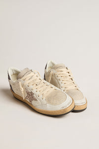 Golden Goose Ball Star Sneaker w. Ornamental Stiching and Glitter Star and Heel - White/Cinder/Antracite