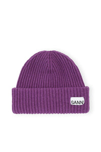 GANNI Structured Rib Beanie - Royal Purple