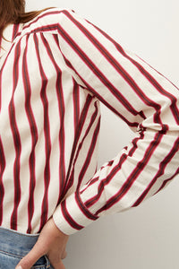 Veronica Beard Cambrie Shirt - Off White / Maroon