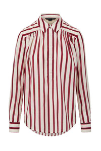 Veronica Beard Cambrie Shirt - Off White / Maroon