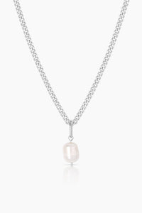 Thatch Colette Pearl Curb Necklace - Rhodium Plated