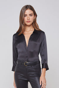 L'Agence Dani 3/4 Sleeve Silk Blouse - Black
