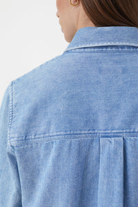 Closed Cropped Classic Denim Shirt - Mid Blue
