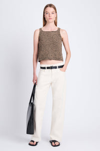 Proenza Schouler White Label Drew Sweater in Marled Knits - Camel / Black