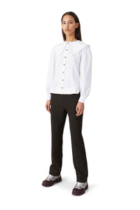 Ganni Fitted Frill Collar Shirt - Bright White