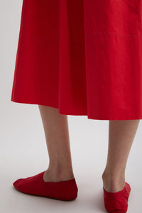 Tibi Nylon Pull On Full Skirt - Red
