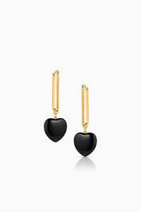Thatch Gemma Onyx Heart Hoop Earrings - 14k Gold Vermeil