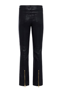 L'Agence Ginny Coated High Rise Straight Back Zip Jean -  Noir Coated