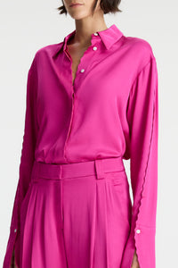 ALC Haven Scalloped Satin Top - Disco Pink