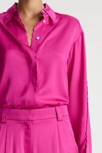 ALC Haven Scalloped Satin Top - Disco Pink