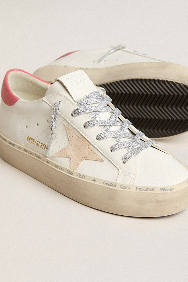Golden Goose Hi Star Sneaker w. Leather Upper and Heel - White