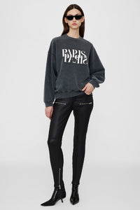 Anine Bing Jaci Sweatshirt Paris - Washed Black