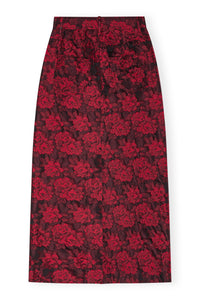 GANNI Botanical Jacquard Long Skirt - High Risk Red