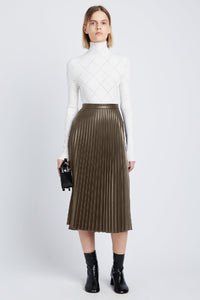 Proenza Schouler White Label Faux Leather Pleated Skirt - Wood