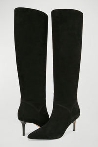 Veronica Beard Lexington Suede Stiletto Knee High Boots - Black