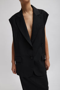 Tibi Tropical Wool Liam Vest - Black