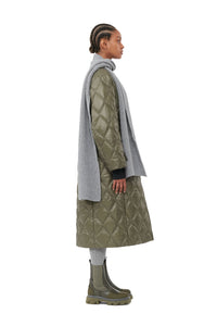 Ganni Green Shiny Quilt Long Coat - Kalamata – The Fold