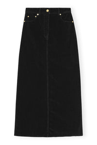 GANNI Washed Corduroy Long Skirt - Black