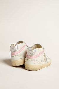 Golden Goose Mid Star Sneaker w. Leather Upper and Laminated Star - White/Silver/Pink