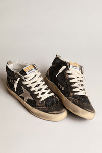 Golden Goose Mid Star Sneaker w. Shiny Leather Toe Wave - Black/Beige/Taupe