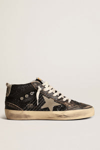 Golden Goose Mid Star Sneaker w. Shiny Leather Toe Wave - Black/Beige/Taupe