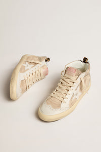 Golden Goose Mid Star Sneaker w. Suede Upper and Leopard Printed Heel - Beige/Milk/Gold