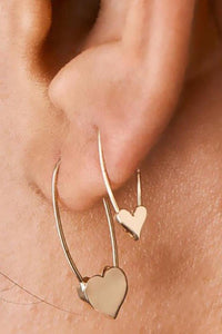 Loren Stewart Mini Heart Safety Pin Earring - 14Kt Gold