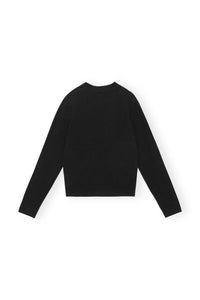 GANNI Cashmere Mix O-Neck Pullover - Solid Black