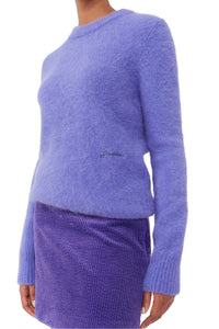 Ganni Brushed Alpaca O-Neck Sweater - Simply Purple
