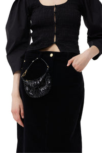 GANNI Butterfly Small Pouch Sequin - Black