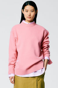 Tibi Soft Lambswool Crewneck Easy Pullover - Pink