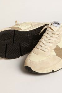 Golden Goose Running Sole LTD in Nylon and Suede w. Glitter Star - Cream/Pearl/Chicory