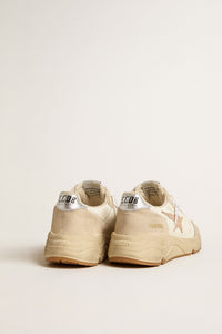 Golden Goose Running Sole Sneaker w. Ornamental Stitching, Leather Star and Laminated Heel - White/Seedpearl/Silver