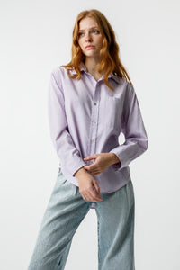 AMO Ruth Shirt Over-Dye Stripe w. Rumple Wash - Lilac