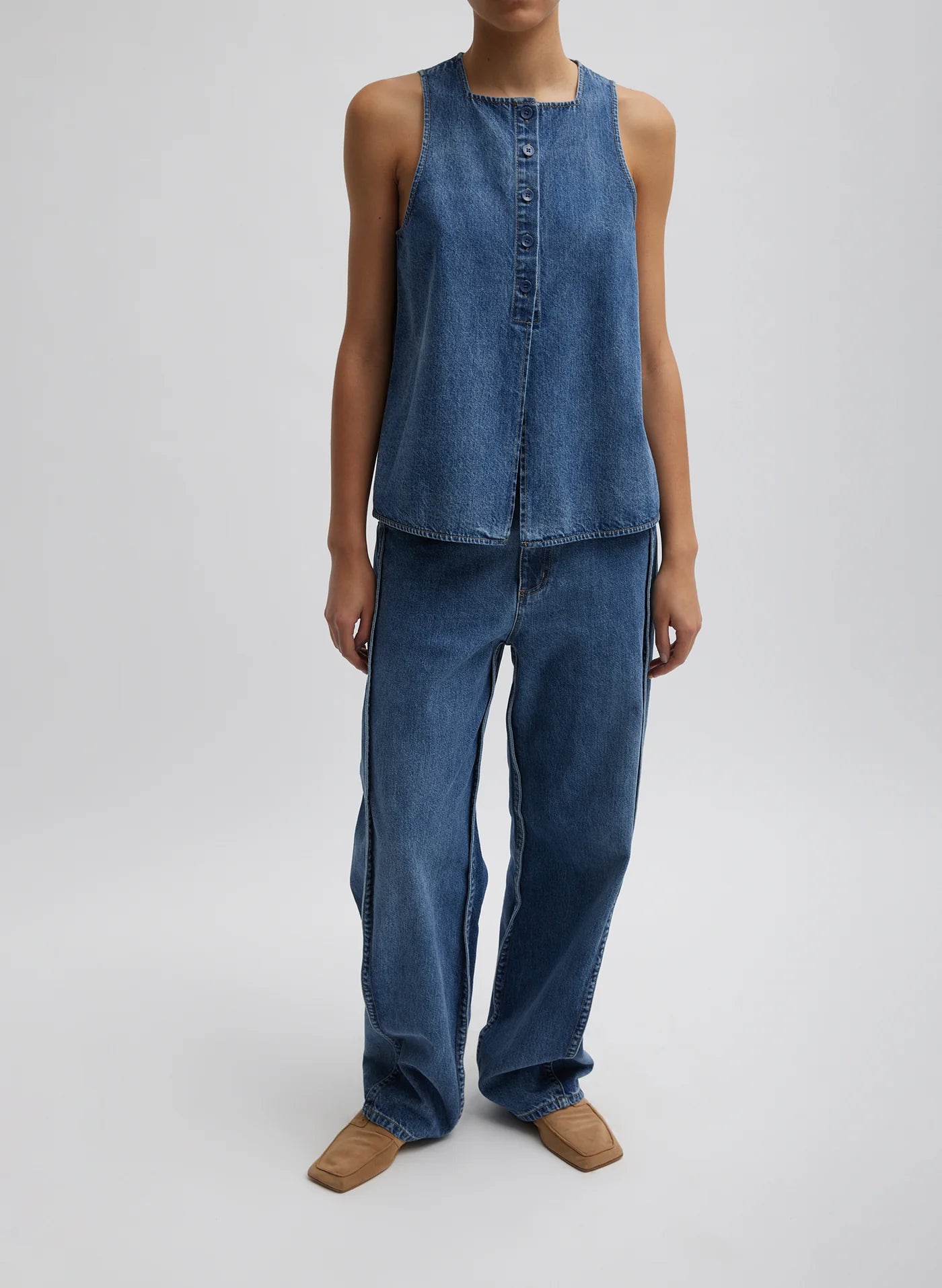 Tibi Spring Denim Tuck Jean - Classic Blue – The Fold