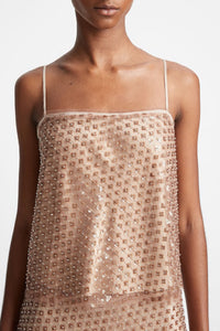 Vince Beaded Sequin Straight Cami - Fawn