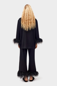 SLEEPER Party Pajamas Set with Detachable Feathers Black The Fold
