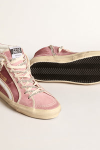 Golden Goose Slide Sneaker w. Suede Upper, Laminated Star and Leather Heel - Violet/Silver/Ivory