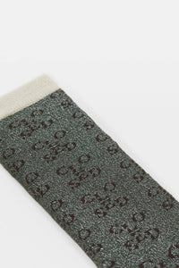 Closed Embroidered Monogram Socks - Industrial Green