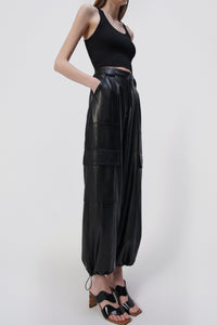 Simkhai Sofia Luxe Vegan Leather Cargo Pant - Black