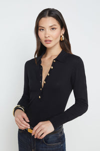 L'Agence Sterling Collared Sweater - Black / Gold
