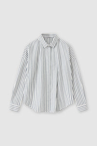 Closed Dropped Shoulder Striped Blouse - Blue Heather