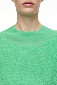 Closed Cropped Fine Knit Sweater with Loops - Green Kick
