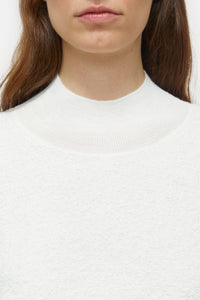 Closed Cropped Fine Knit Sweater with Loops - Ivory