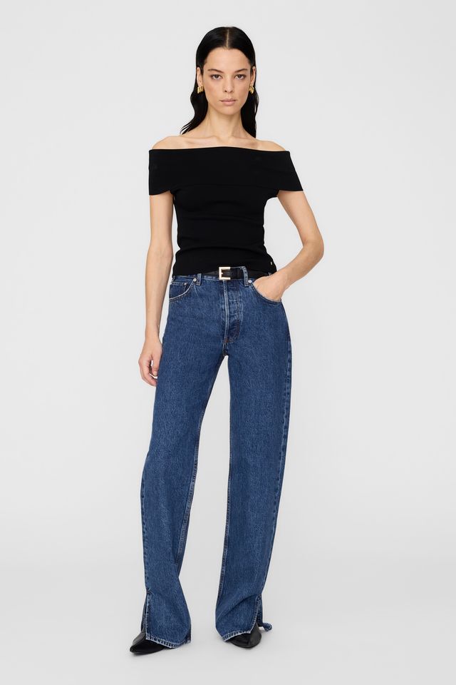 ★ANINE BING ★ロゴパッチワイドレッグジーンズ ANINE BING Jeans | Shopbop